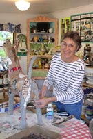 Nancy working at the Painted Chair Studio